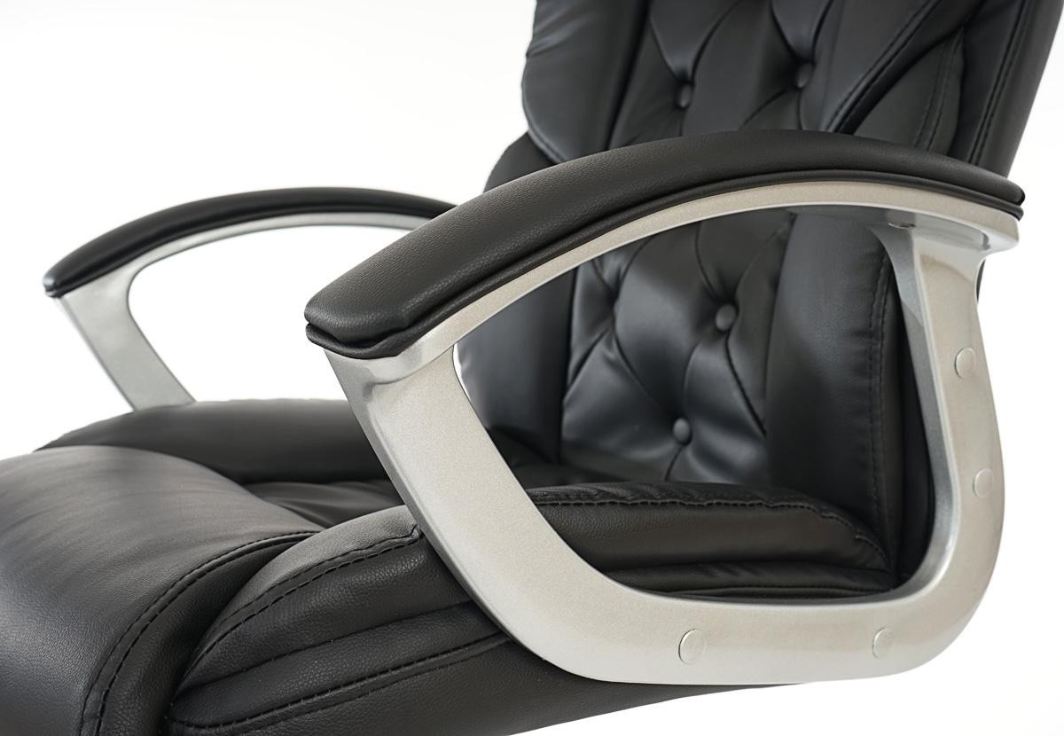 Sillón de Oficina DIONE, Elegante Diseño, Gran Acolchado, Resistente Hasta 150kg, en Piel Negra