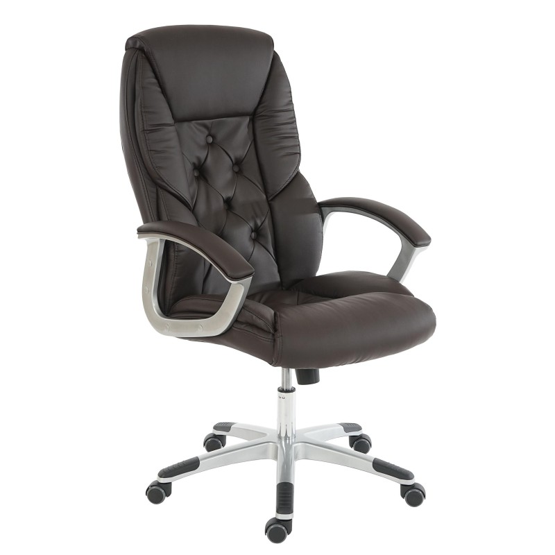 Sillón de oficina DIONE, máximo confort con grueso acolchado, en piel negra