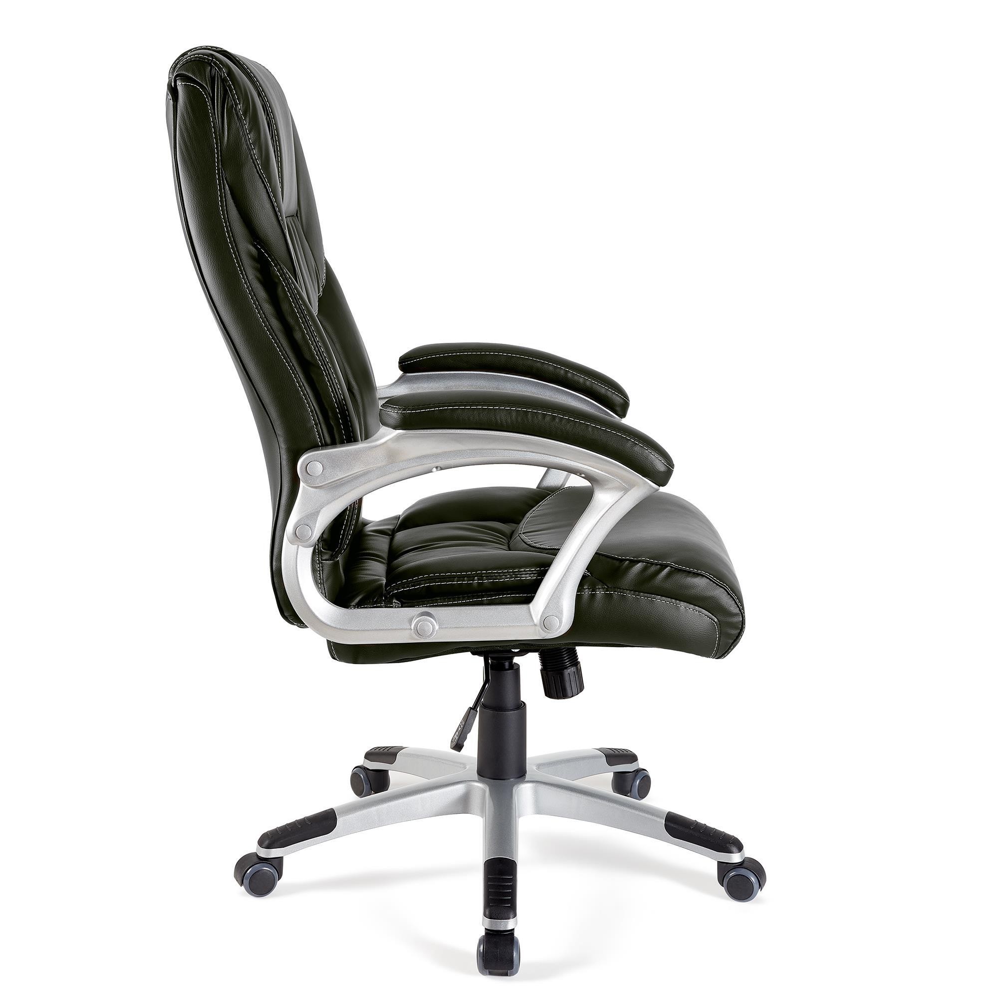 Sillón de oficina BALTIMORE, Gran Acolchado, muy resistente, tapizado en piel color negro
