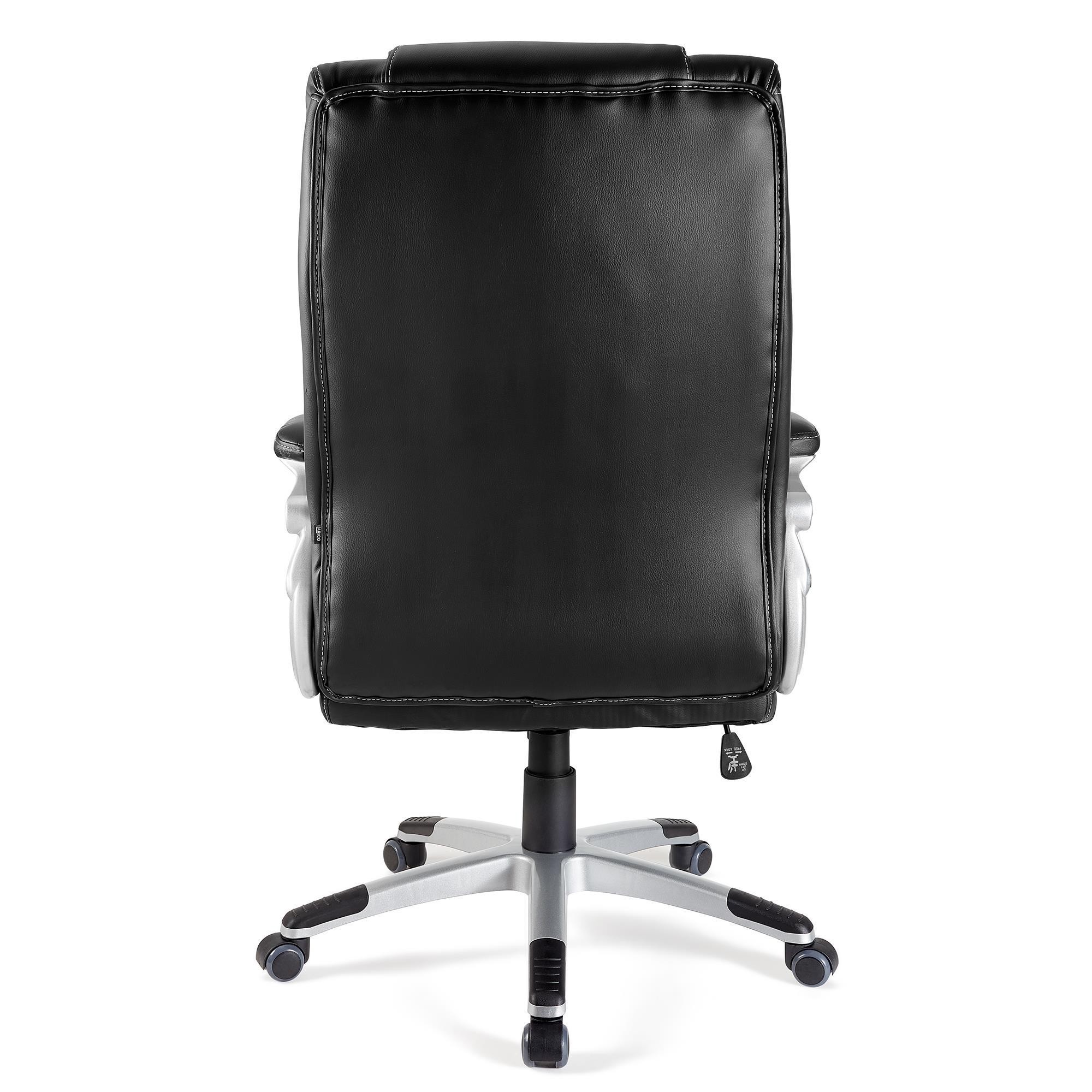 Sillón de oficina BALTIMORE, Gran Acolchado, muy resistente, tapizado en piel color negro