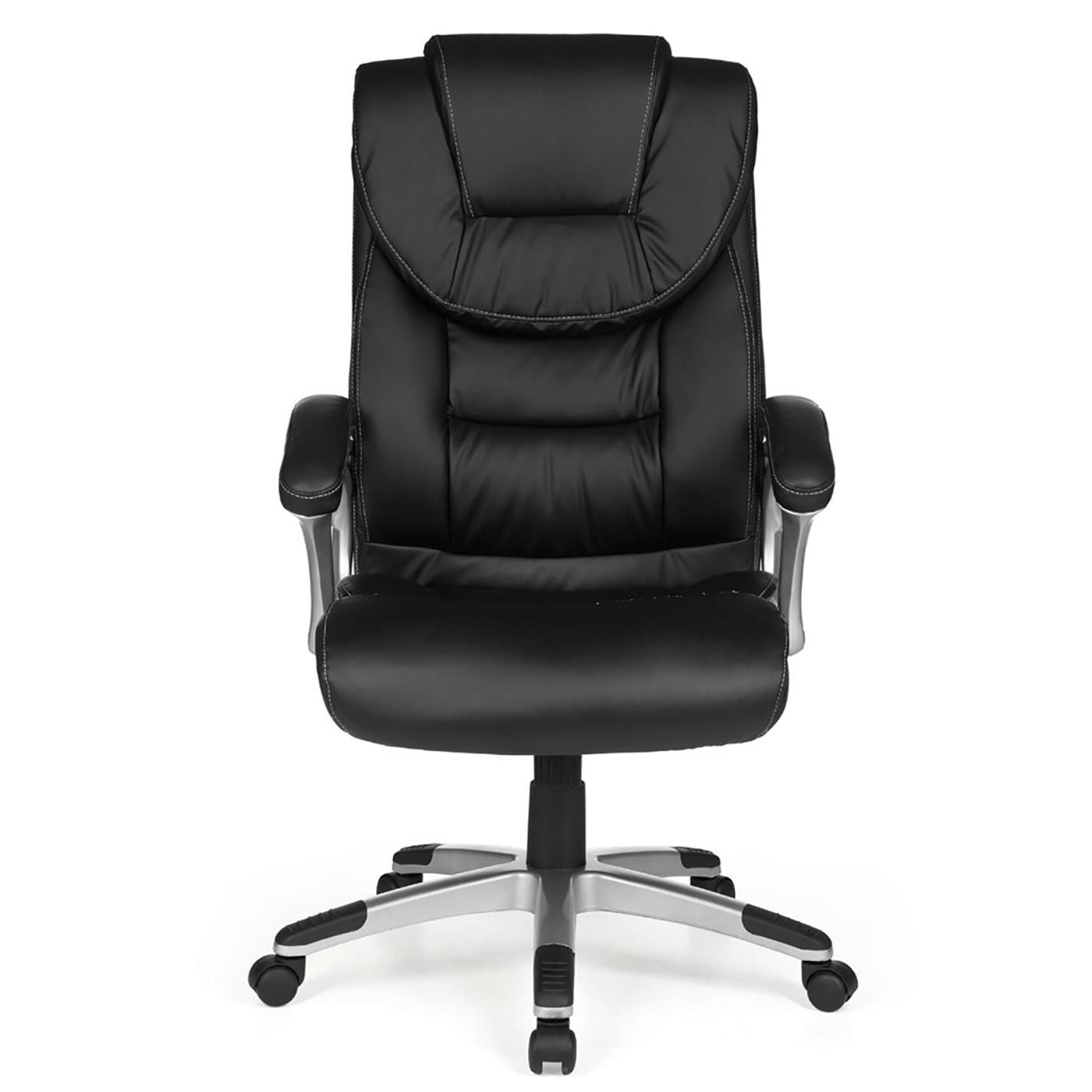 Sillón de oficina BALTIMORE, Gran Acolchado, muy resistente, tapizado en piel color negro