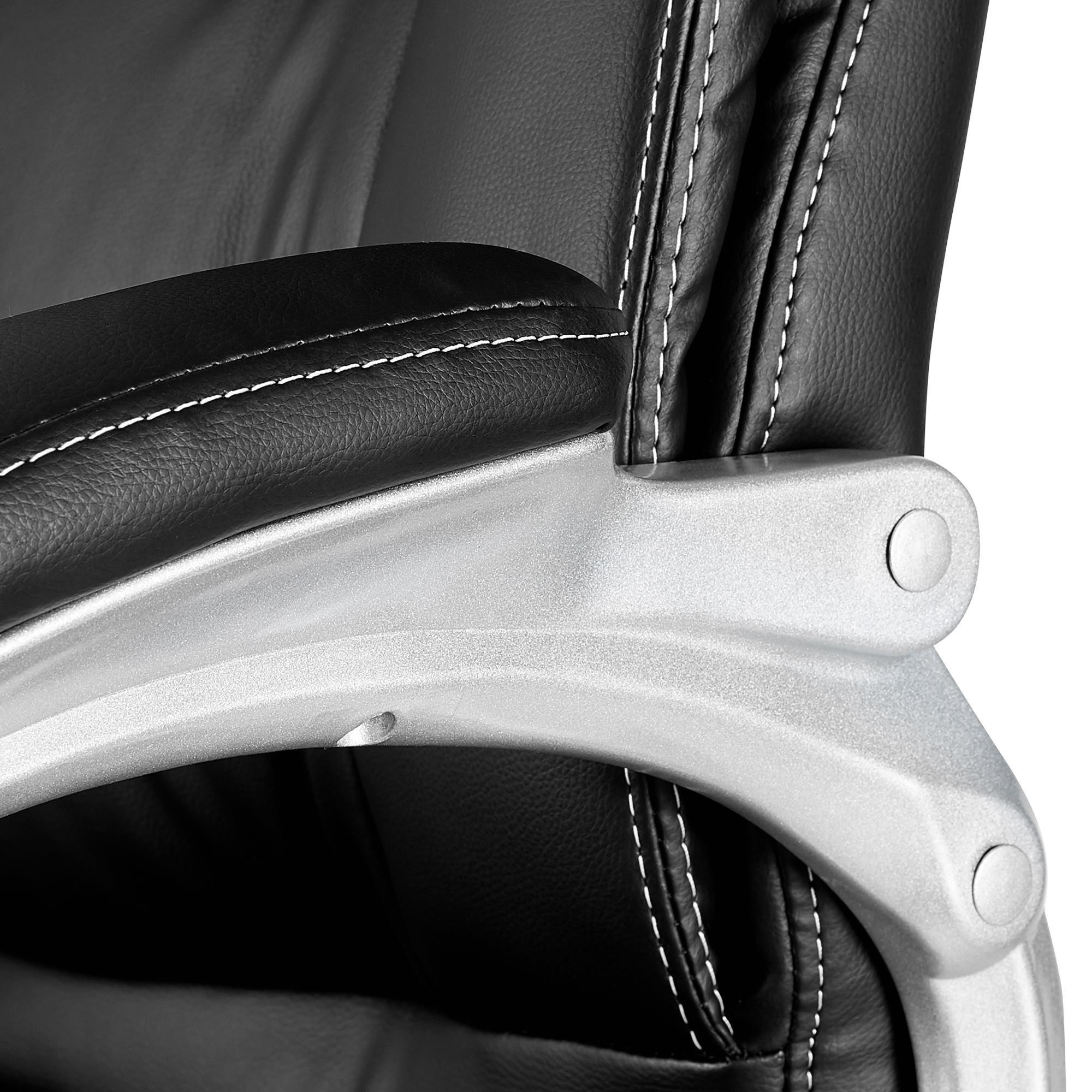 Sillón de oficina BALTIMORE, Gran Acolchado, muy resistente, tapizado en piel color negro