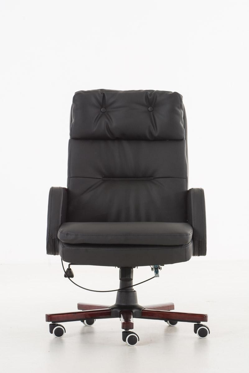 Sillón de oficina TAMPA, gran acolchado, reclinable con palanca, único en madera, piel color negro