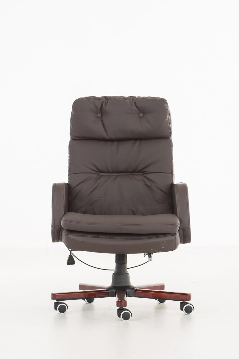 Sillón de oficina TAMPA, gran acolchado, reclinable con palanca, único en madera, piel color negro