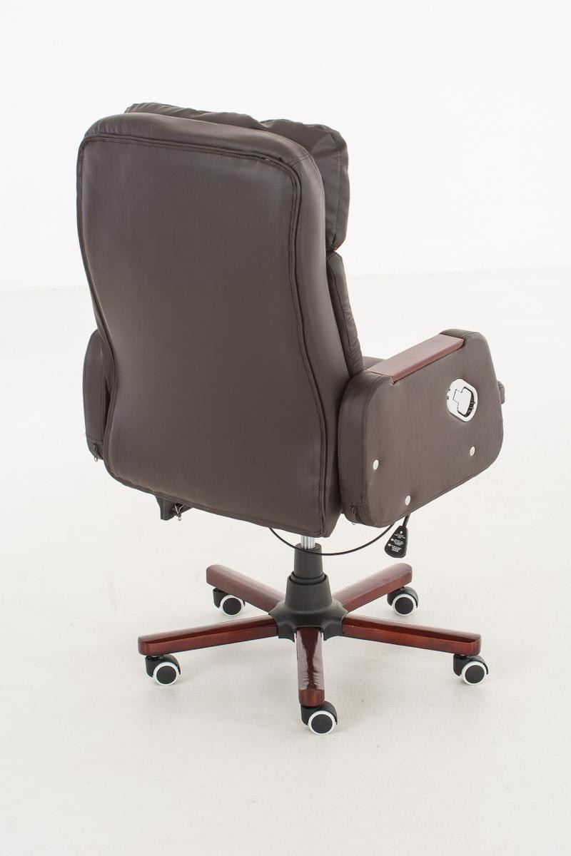 Sillón de oficina TAMPA, gran acolchado, reclinable con palanca, único en madera, piel color negro