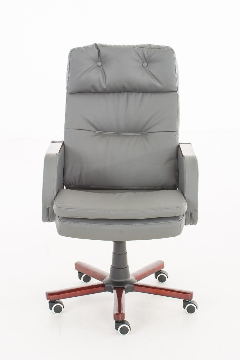 Sillón de oficina TAMPA, gran acolchado, reclinable con palanca, único en madera, piel color negro