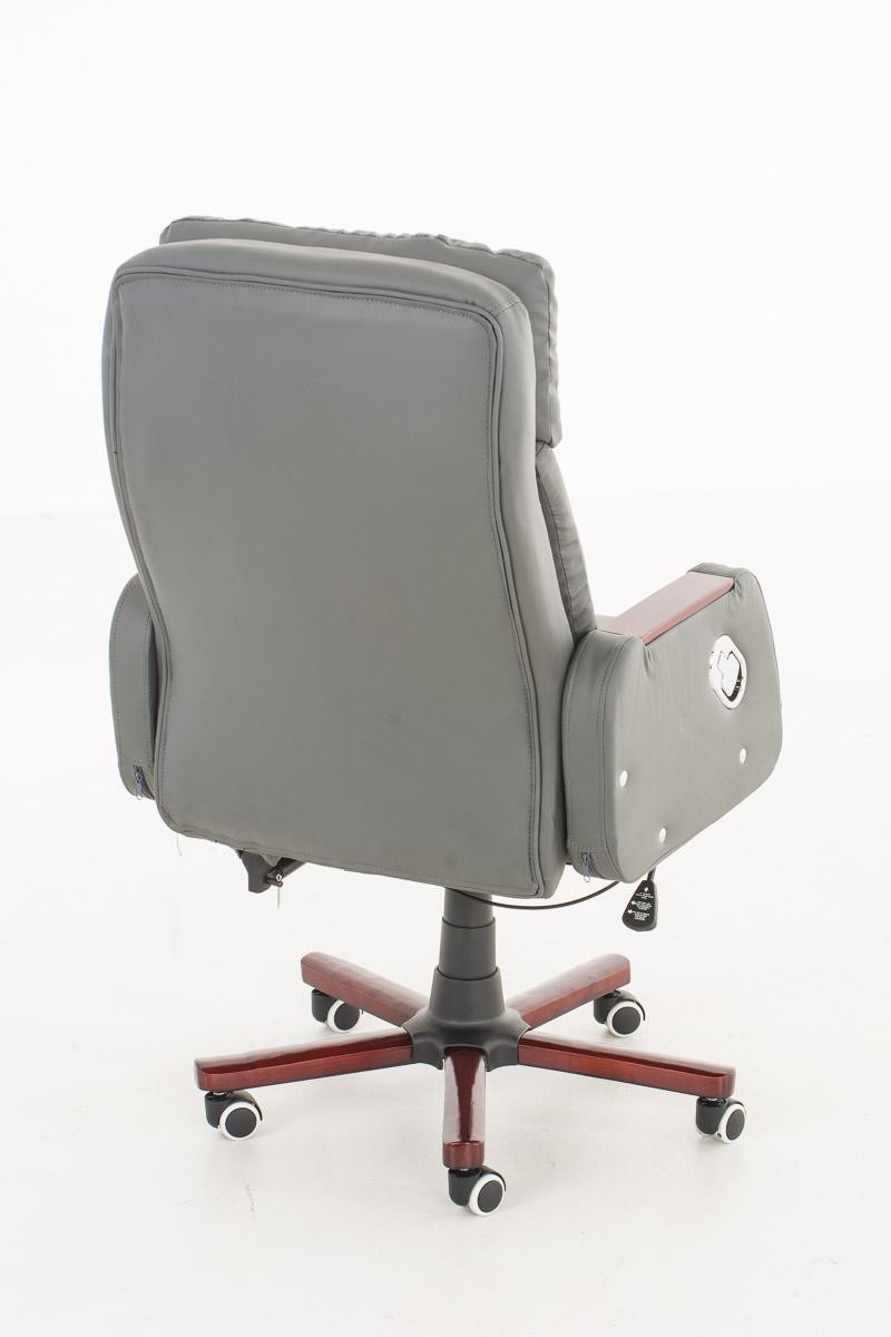Sillón de oficina TAMPA, gran acolchado, reclinable con palanca, único en madera, piel color negro