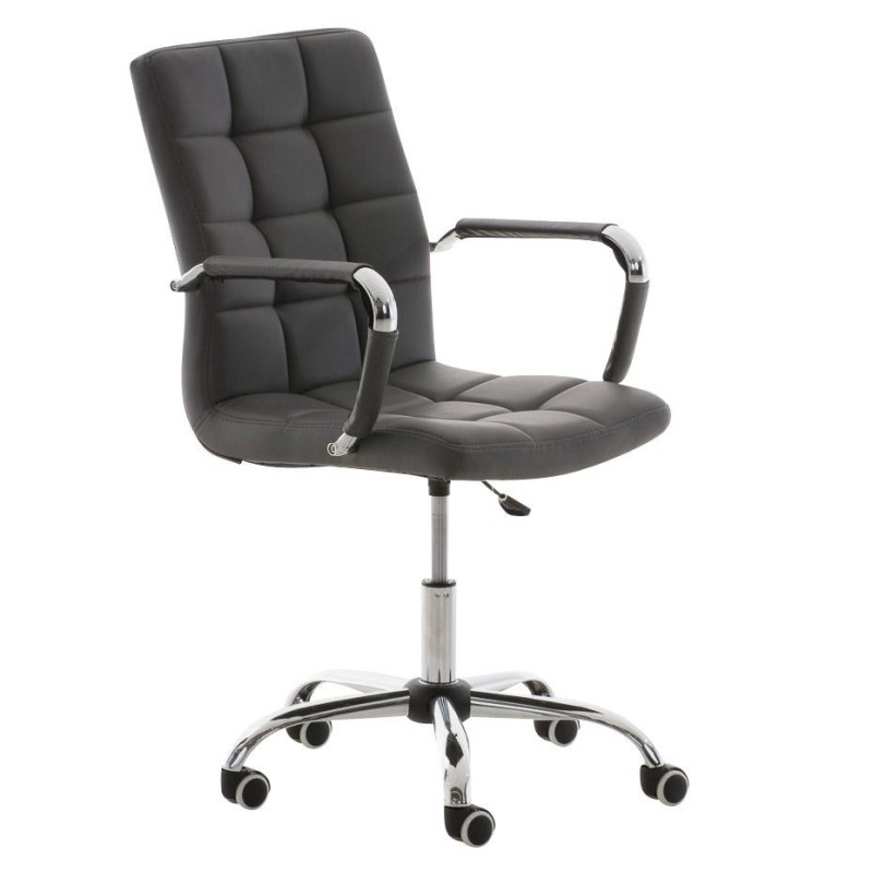 Sillón de oficina BRISTOL, reposabrazos metálicos, piel color Negro