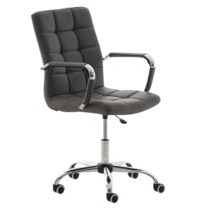 Sillón de oficina BRISTOL, reposabrazos metálicos, piel color Negro