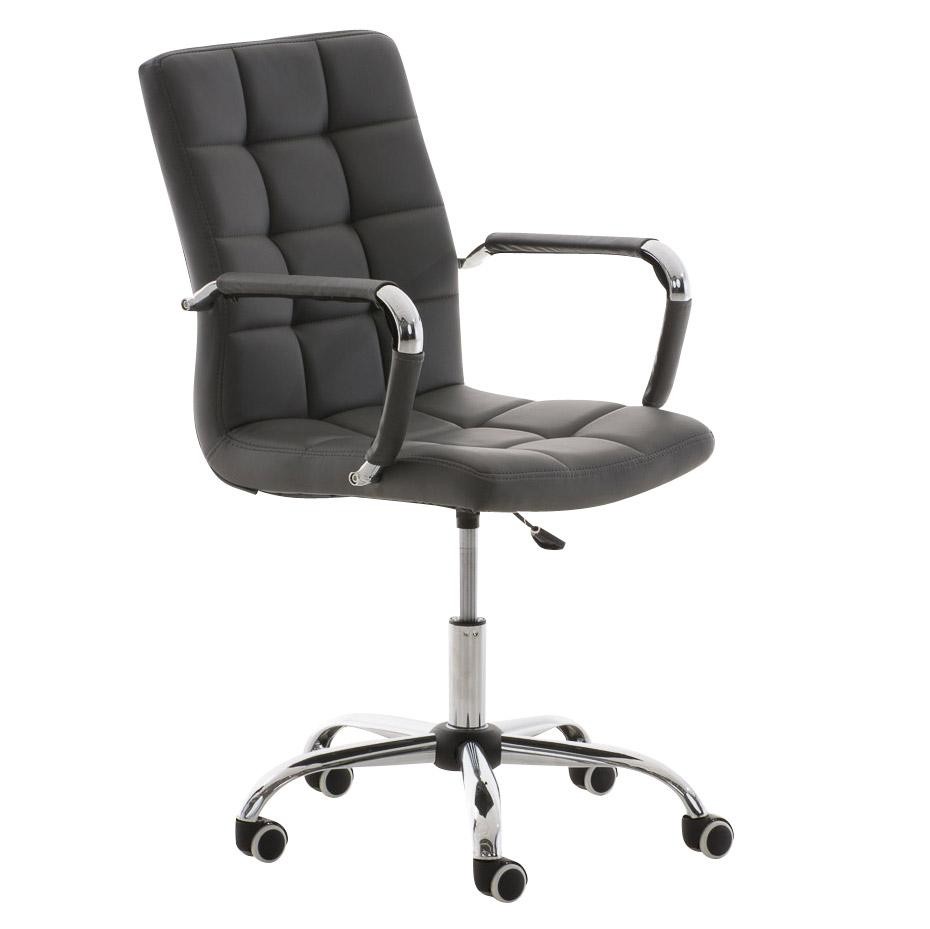 Sillón de oficina BRISTOL, estructura y reposabrazos metálicos, tapizada en piel color Negro
