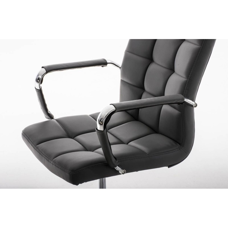 Sillón de oficina BRISTOL, reposabrazos metálicos, piel color Negro