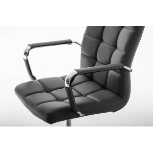 Sillón de oficina BRISTOL, reposabrazos metálicos, piel color Negro
