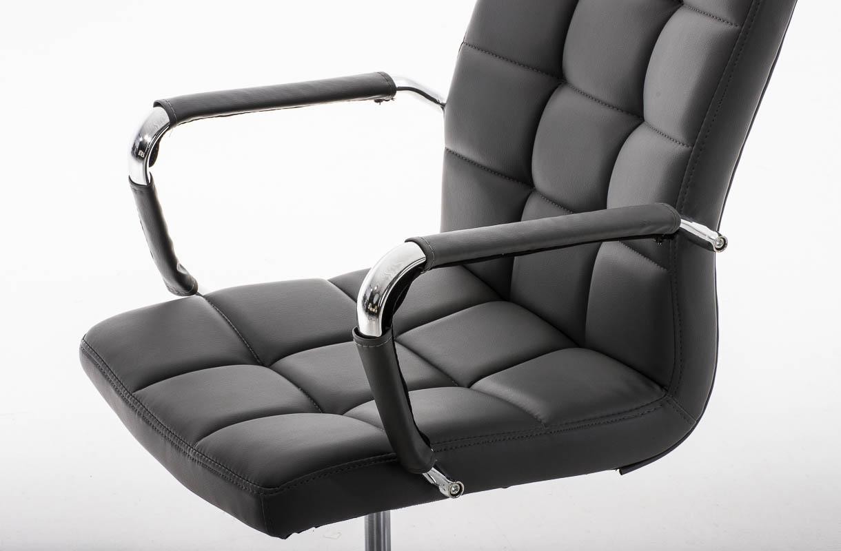 Sillón de oficina BRISTOL, estructura y reposabrazos metálicos, tapizada en piel color Negro
