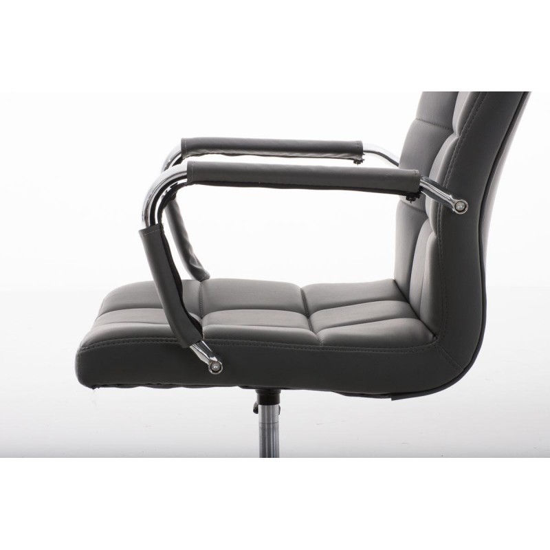 Sillón de oficina BRISTOL, reposabrazos metálicos, piel color Negro