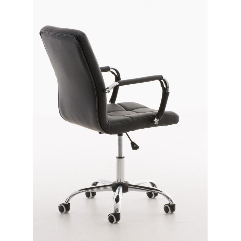 Sillón de oficina BRISTOL, reposabrazos metálicos, piel color Negro