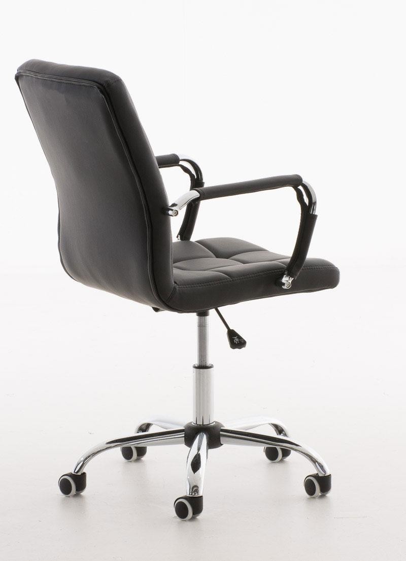 Sillón de oficina BRISTOL, estructura y reposabrazos metálicos, tapizada en piel color Negro