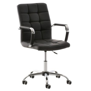 Sillón de oficina BRISTOL, reposabrazos metálicos, piel color Negro