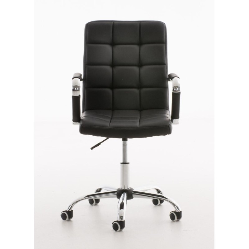 Sillón de oficina BRISTOL, reposabrazos metálicos, piel color Negro