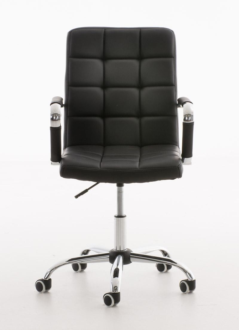 Sillón de oficina BRISTOL, estructura y reposabrazos metálicos, tapizada en piel color Negro