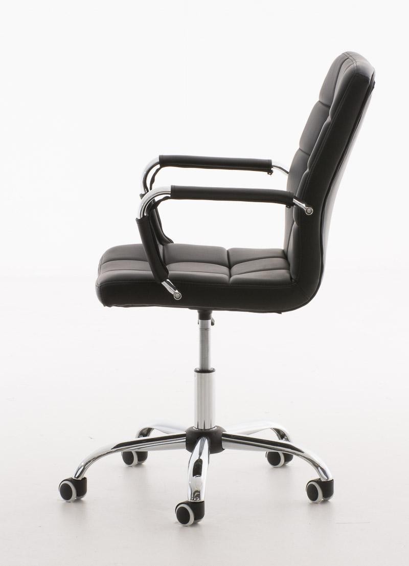 Sillón de oficina BRISTOL, estructura y reposabrazos metálicos, tapizada en piel color Negro