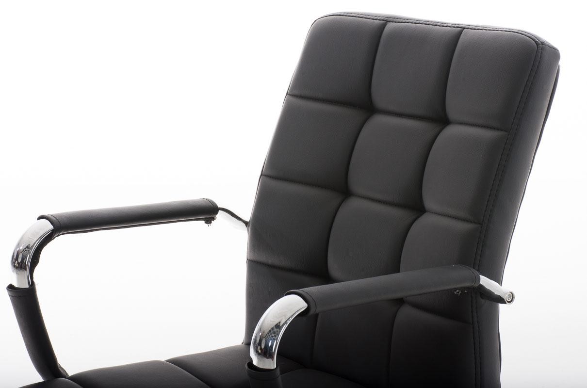 Sillón de oficina BRISTOL, estructura y reposabrazos metálicos, tapizada en piel color Negro