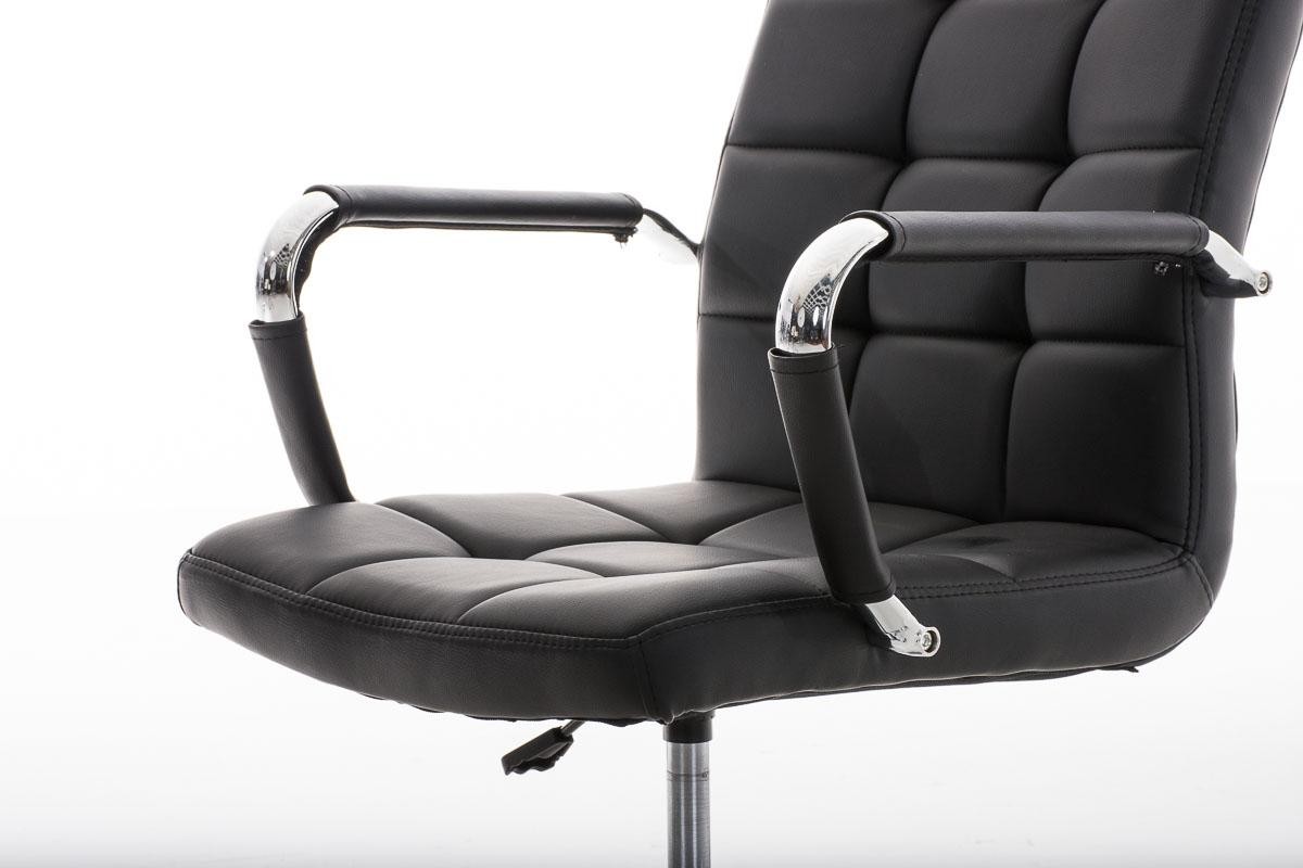 Sillón de oficina BRISTOL, estructura y reposabrazos metálicos, tapizada en piel color Negro