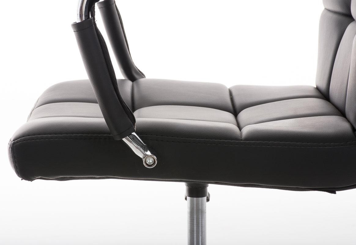Sillón de oficina BRISTOL, estructura y reposabrazos metálicos, tapizada en piel color Negro