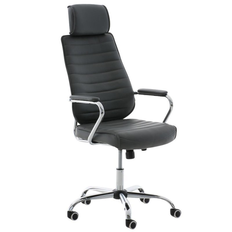 Sillón Ejecutivo modelo RENO, estructura metal, en piel color Negro