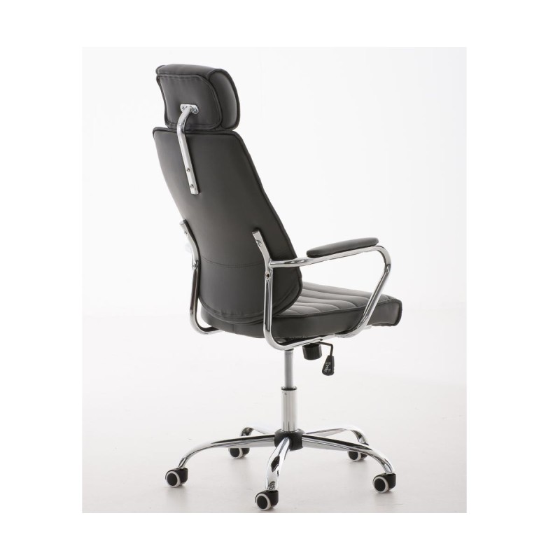 Sillón Ejecutivo modelo RENO, estructura metal, en piel color Negro