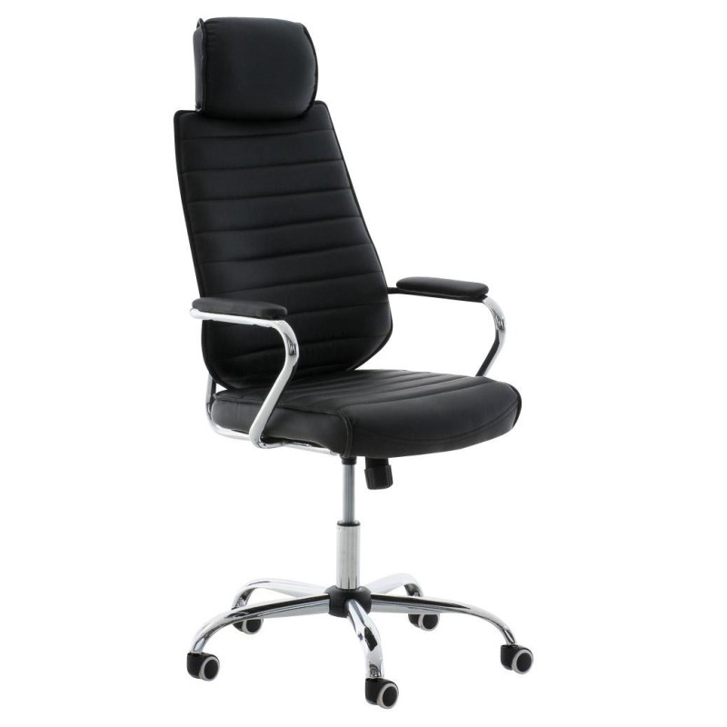 Sillón Ejecutivo modelo RENO, estructura metal, en piel color Negro