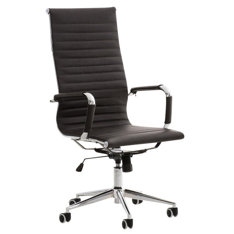 Silla de Oficina ROMA, exclusivo diseño, en piel color Negro