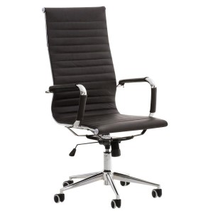 Silla de Oficina ROMA, exclusivo diseño, en piel color Negro