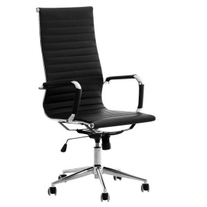Silla de Oficina ROMA, exclusivo diseño, en piel color Negro