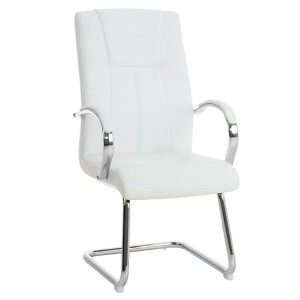 Silla de Confidente BORAU, estructura metálica, en Piel color Negro