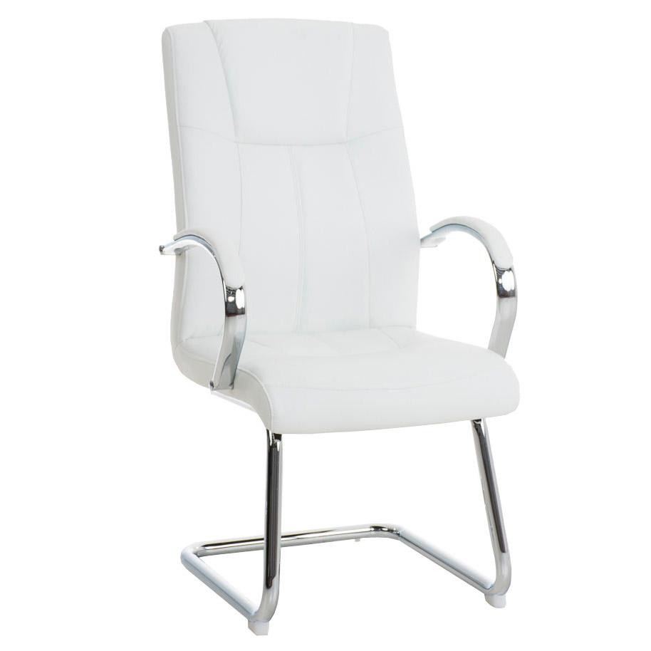 Silla de Confidente BORAU, estructura metálica, reposabrazos, acolchada en Piel color Negro