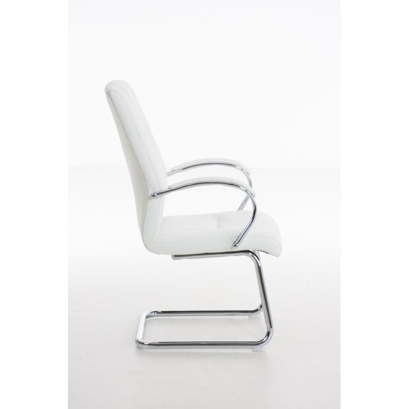 Silla de Confidente BORAU, estructura metálica, en Piel color Negro
