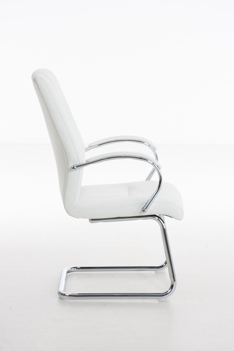 Silla de Confidente BORAU, estructura metálica, reposabrazos, acolchada en Piel color Negro