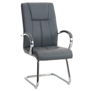 Silla de Confidente BORAU, estructura metálica, en Piel color Negro