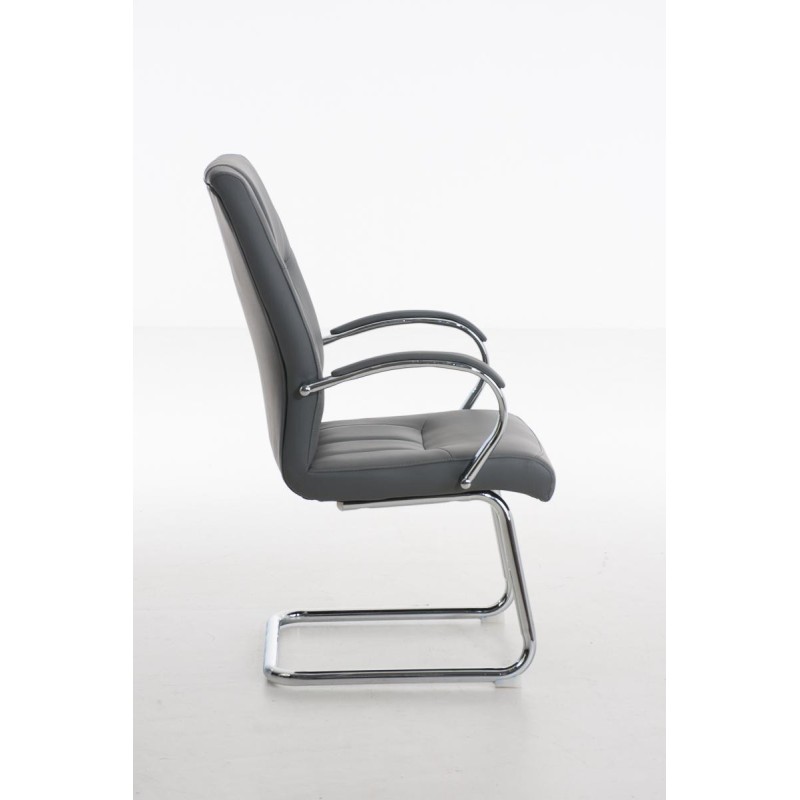 Silla de Confidente BORAU, estructura metálica, en Piel color Negro