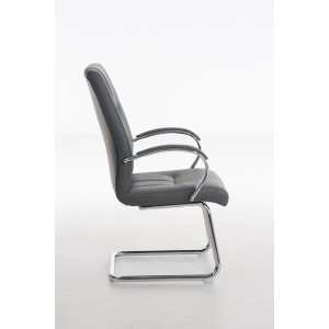 Silla de Confidente BORAU, estructura metálica, en Piel color Negro