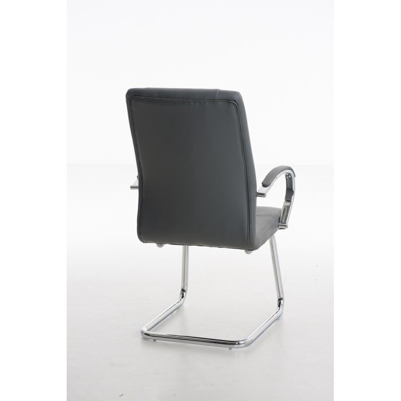 Silla de Confidente BORAU, estructura metálica, en Piel color Negro