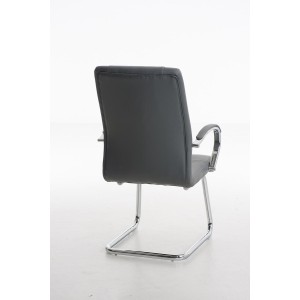 Silla de Confidente BORAU, estructura metálica, en Piel color Negro