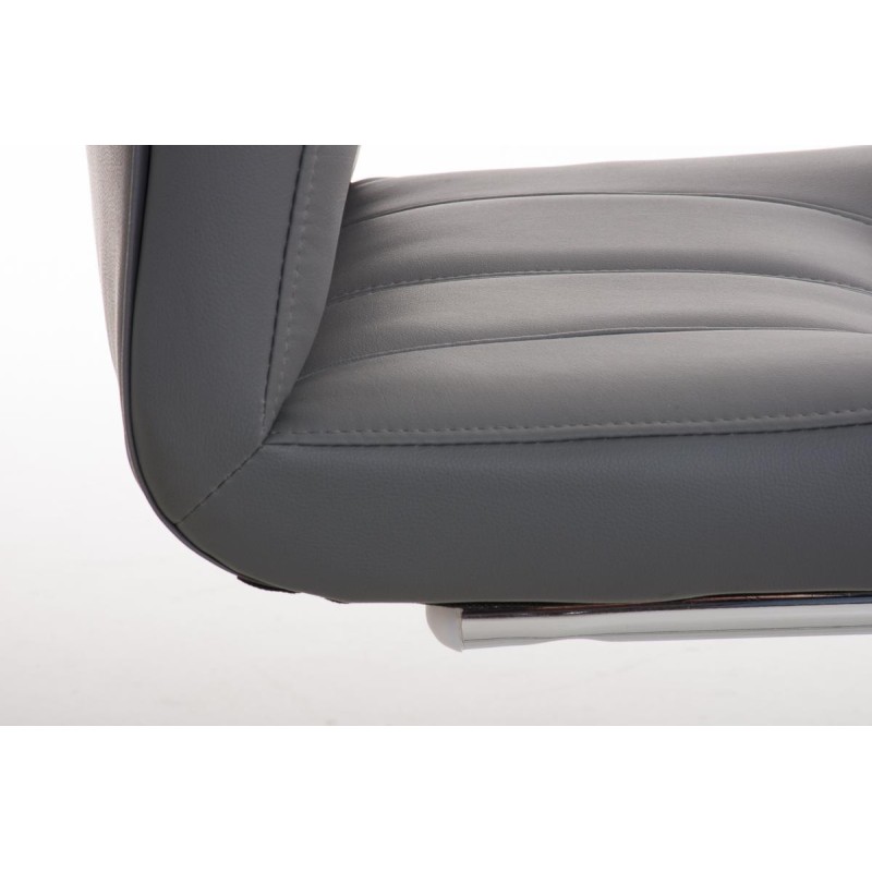 Silla de Confidente BORAU, estructura metálica, en Piel color Negro