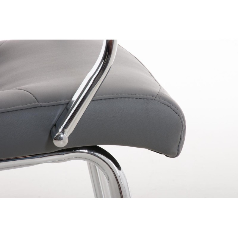 Silla de Confidente BORAU, estructura metálica, en Piel color Negro