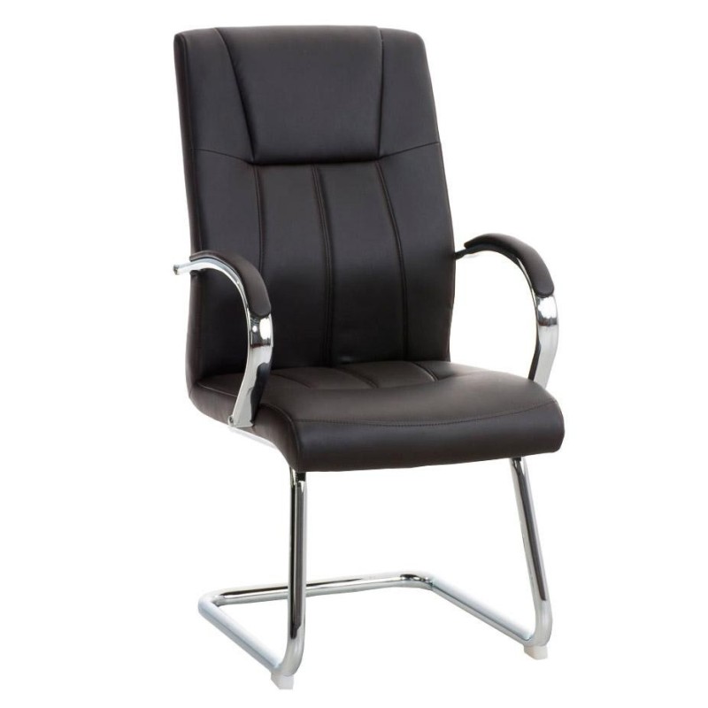 Silla de Confidente BORAU, estructura metálica, en Piel color Negro
