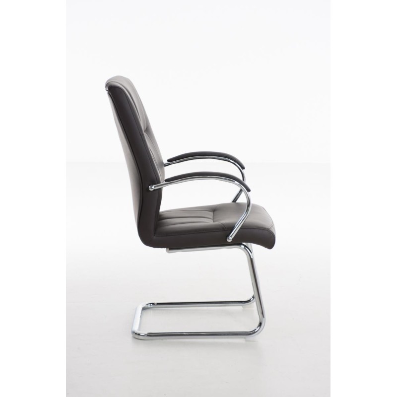 Silla de Confidente BORAU, estructura metálica, en Piel color Negro