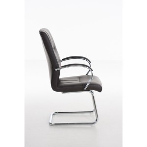 Silla de Confidente BORAU, estructura metálica, en Piel color Negro