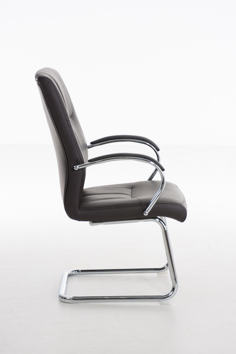 Silla de Confidente BORAU, estructura metálica, reposabrazos, acolchada en Piel color Negro