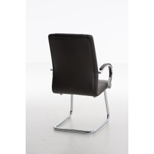 Silla de Confidente BORAU, estructura metálica, en Piel color Negro