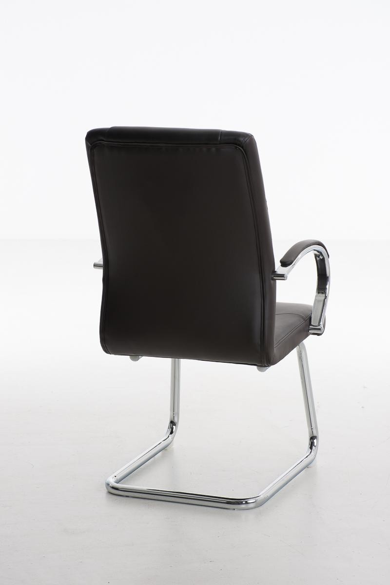 Silla de Confidente BORAU, estructura metálica, reposabrazos, acolchada en Piel color Negro